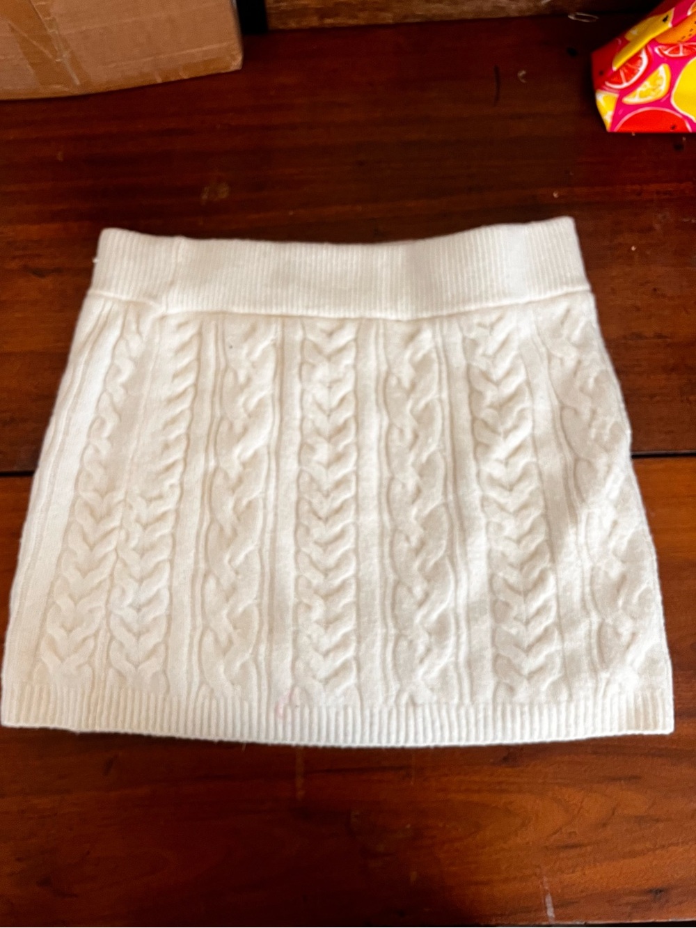 Cable Knit White Mini Skirt